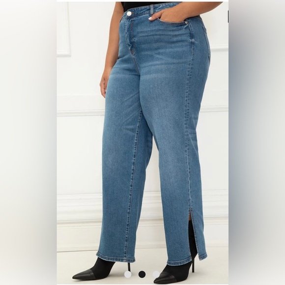 Eloquii Element Straight Leg Jeans with Slit - Picture 1 of 3